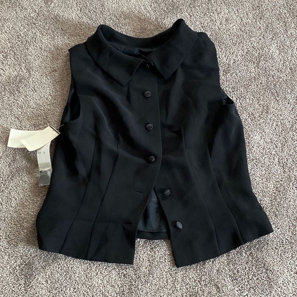 Donna Morgan Black Sleeveless Button Front Blouse Top SIZE 8